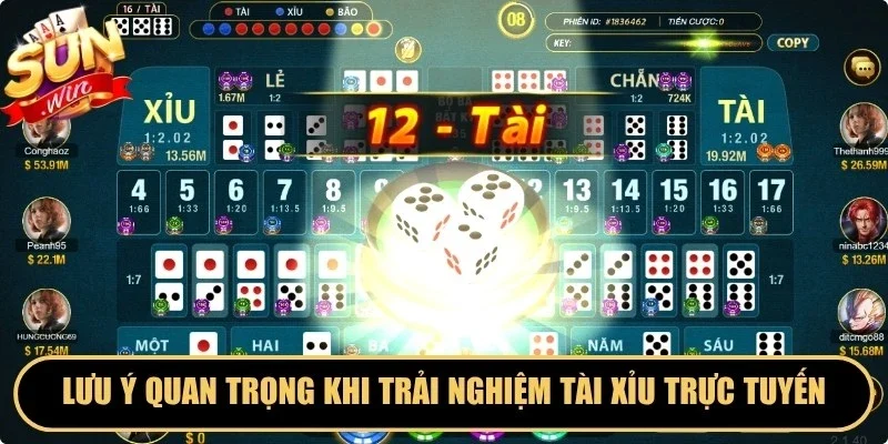 Lưu ý quan trọng khi trải nghiệm tài xỉu trực tuyến